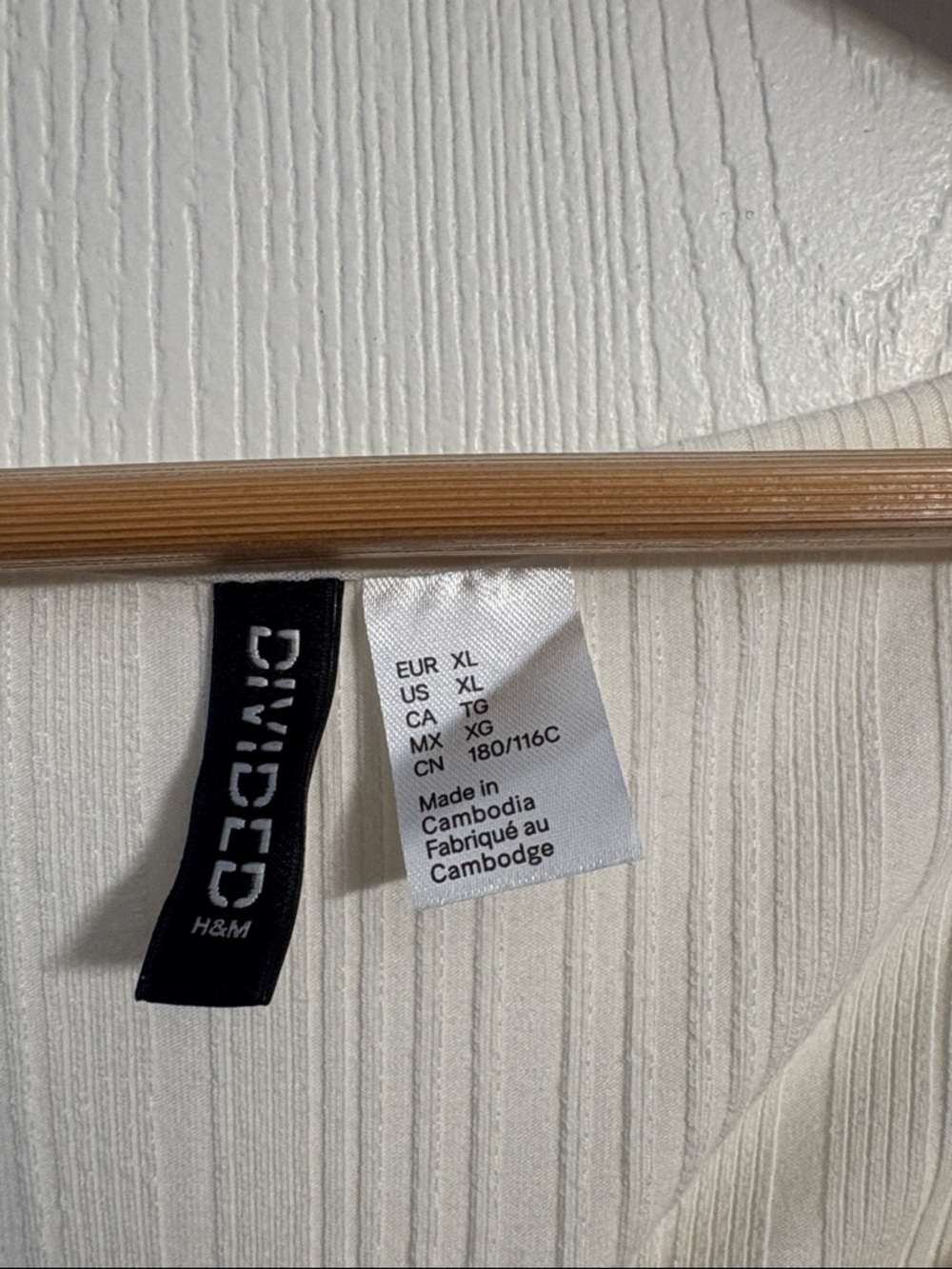 H&M Cream Ribbed Short Sleeve Scoop Neck Dress - Picture 2 of 6
